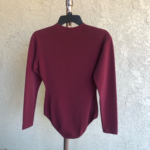 Vintage Tape Measure Body Suit Made in USA Size S in Oxblood - Picture 4 of 8